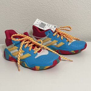 Adidas Harden Stepback C Basketball Shoes FX7227 Cyan Solar Gold Toddler Size 12